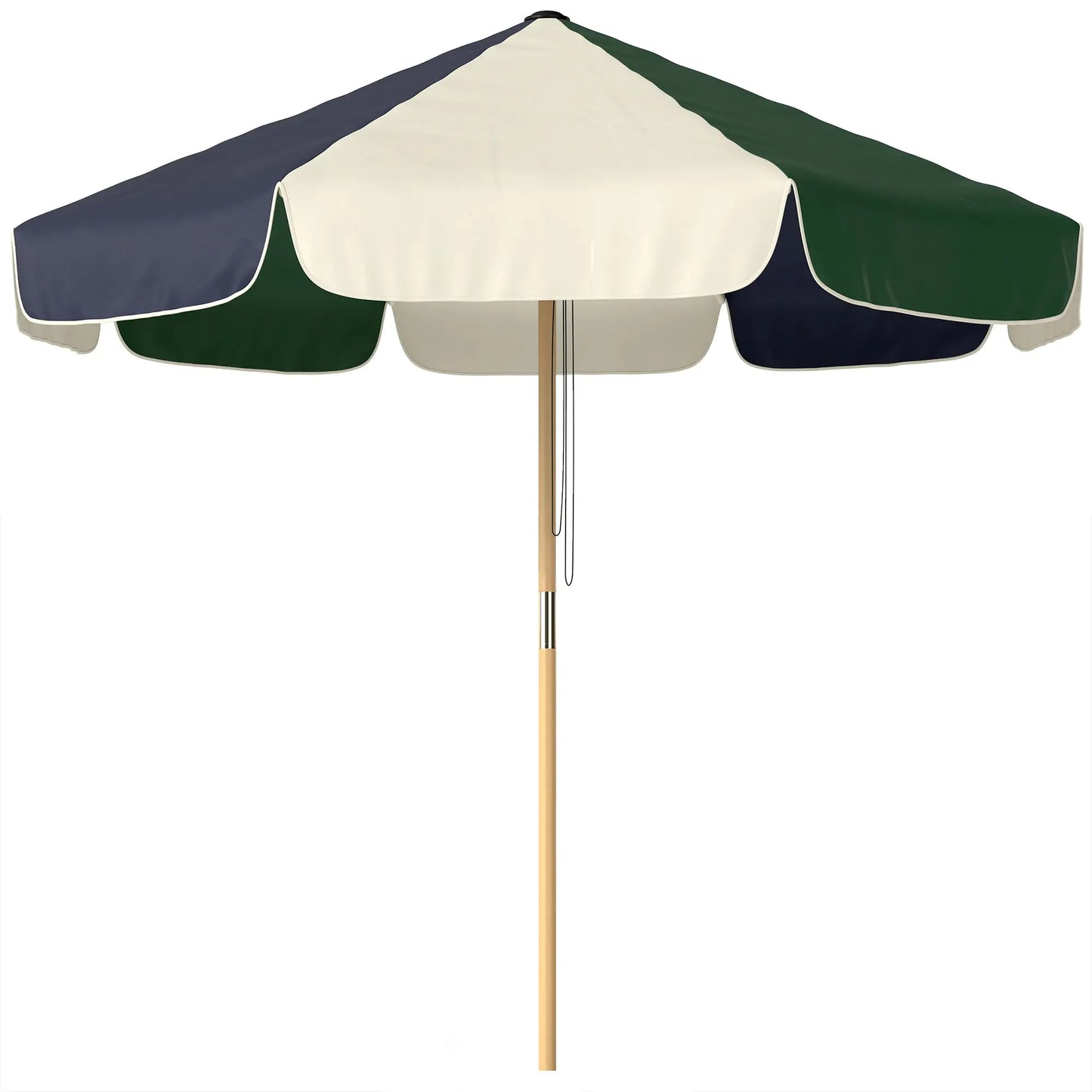 7.4 Ft Patio Umbrella, Wood-Effect Frame, Dark Green Sun Umbrellas Cream White, Dark Green at Gallery Canada