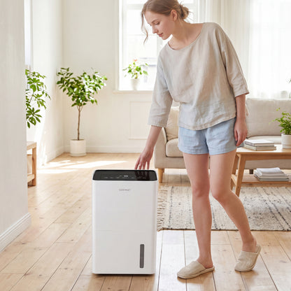 4000 Sq.Ft 80 Pint Compressor Dehumidifier with Drain HoseSmart Humidity Control and Child Lock, White