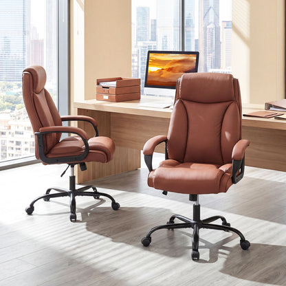 400LBS Big And Tall Executive Chair, Ergonomic Leather Computer Chair, Brown Big and Tall Chairs at Gallery Canada