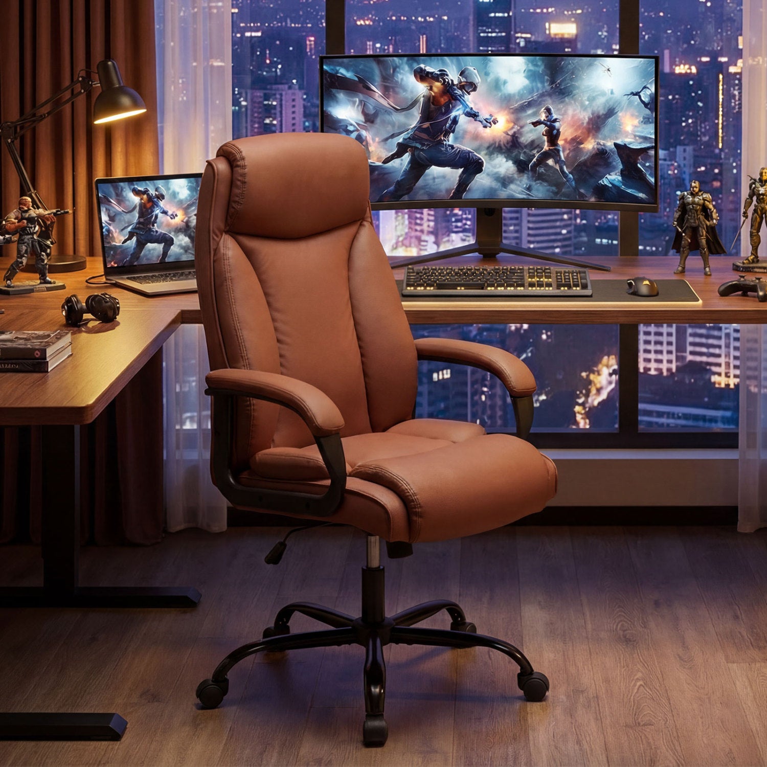 400LBS Big And Tall Executive Chair, Ergonomic Leather Computer Chair, Brown Big and Tall Chairs at Gallery Canada