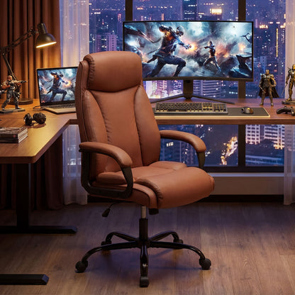 400LBS Big And Tall Executive Chair, Ergonomic Leather Computer Chair, Brown Big and Tall Chairs at Gallery Canada