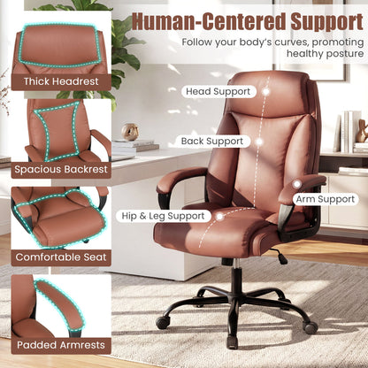 400LBS Big And Tall Executive Chair, Ergonomic Leather Computer Chair, Brown Big and Tall Chairs at Gallery Canada