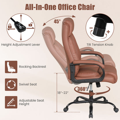400LBS Big And Tall Executive Chair, Ergonomic Leather Computer Chair, Brown Big and Tall Chairs at Gallery Canada