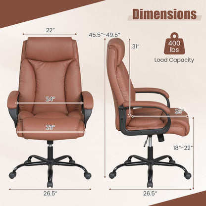 400LBS Big And Tall Executive Chair, Ergonomic Leather Computer Chair, Brown Big and Tall Chairs at Gallery Canada