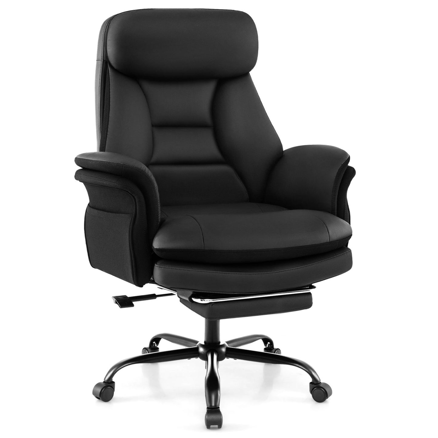 400 LBS Ergonomic Big & Tall Office Chair, Faux Leather, Black