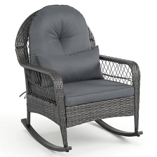 400 Lbs Patio Rattan Rocker Chair with Anti-Tip Stoppers, Gray Patio Rocking Chairs & Gliders Gray at Gallery Canada