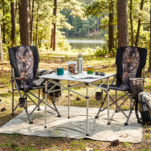 400 LBS Folding Camping Chair With Covers, Black