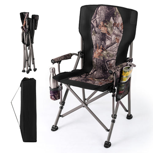 400 LBS Folding Camping Chair With Covers, Black