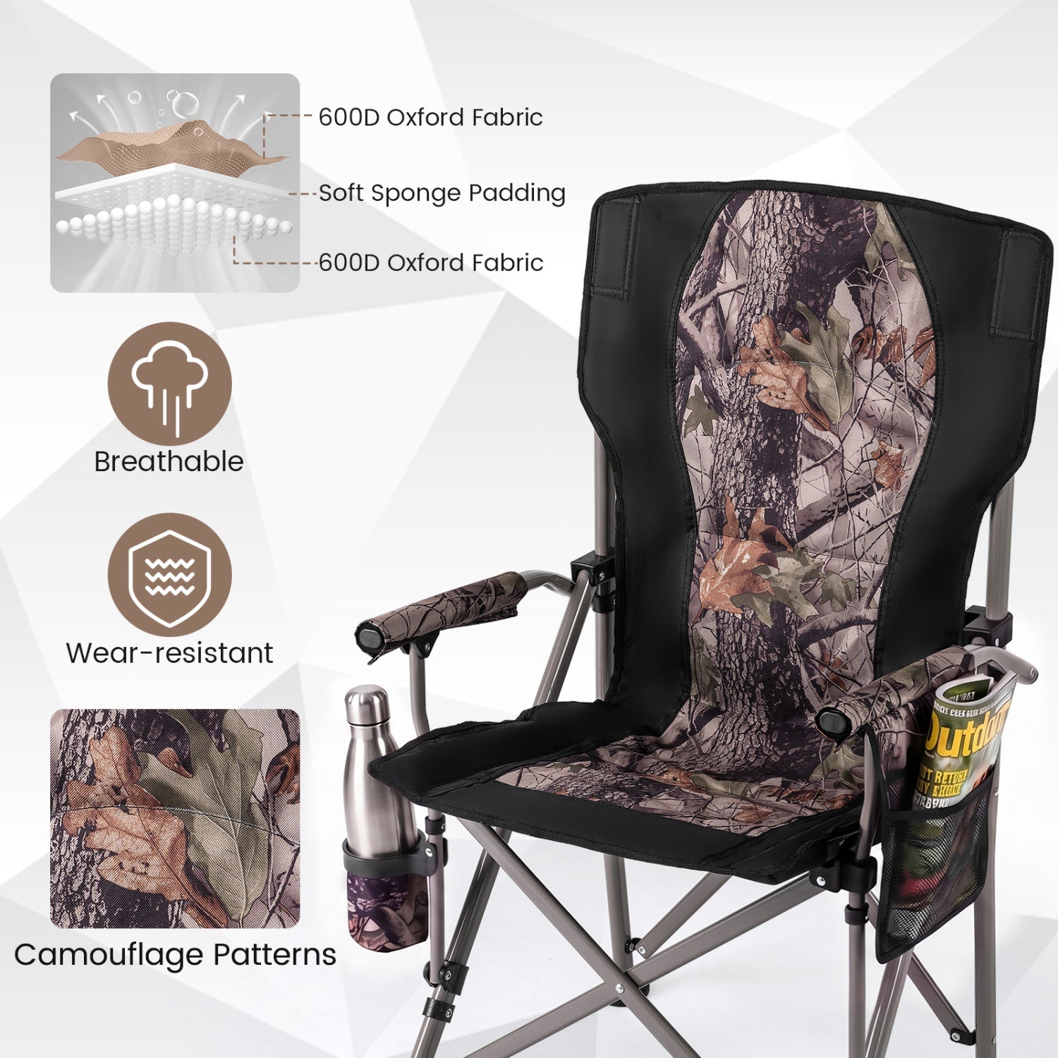 400 LBS Folding Camping Chair With Covers, Black Camping Furniture at Gallery Canada
