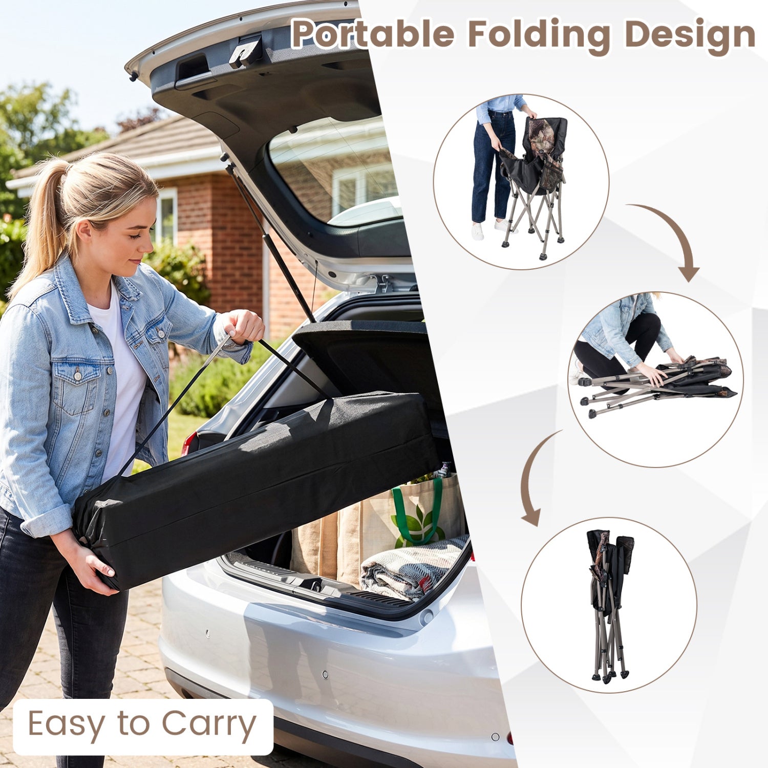 400 LBS Folding Camping Chair With Covers, Black Camping Furniture at Gallery Canada