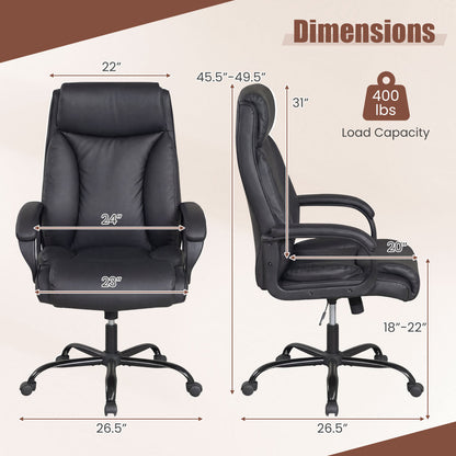 400 Pounds Adjustable High Back Leather Office Chair Big and Tall Chairs at Gallery Canada