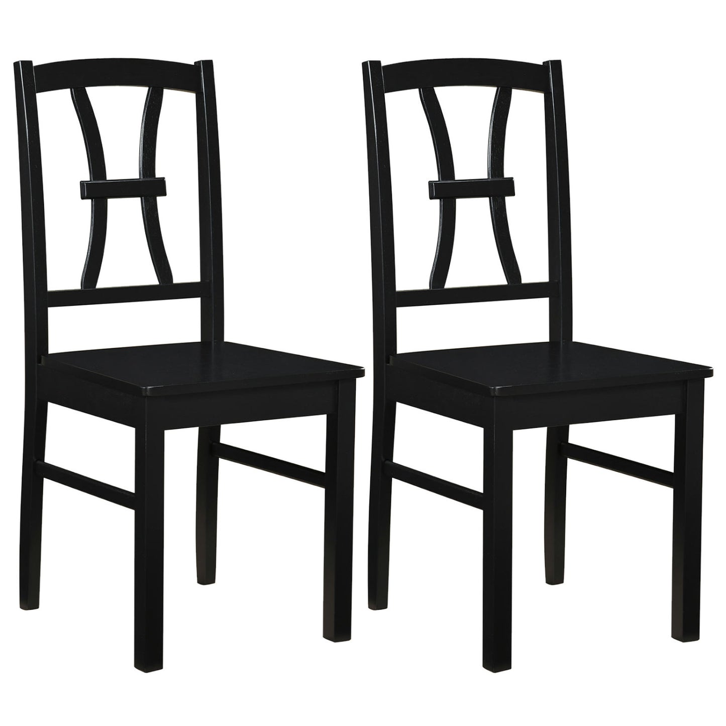 Set of 2 Dining Chairs, 400 lbs Capacity, Rubber Wood, Black
