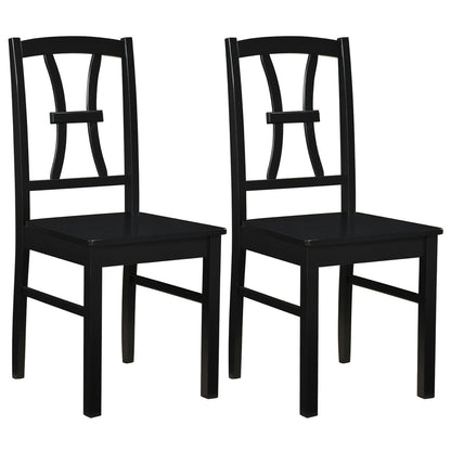 Set of 2 Dining Chairs, 400 lbs Capacity, Rubber Wood, Black