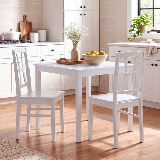 Dining Chair Set of 2, Rubber Wood, 400 lbs, White Dining Chairs White at Gallery Canada