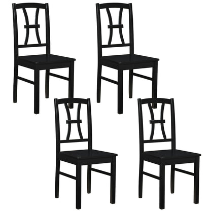 400 lbs Dining Chair Set of 4, Cross Backrest, Rubber Wood Frame, Black