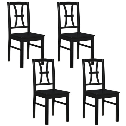 Dining Chair Set of 4, 400 lbs Capacity, Rubber Wood, Black Dining Chairs Black at Gallery Canada