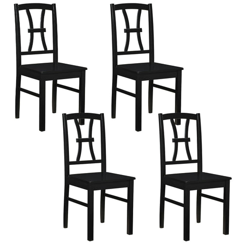 Dining Chair Set of 4, 400 lbs Capacity, Rubber Wood, Black