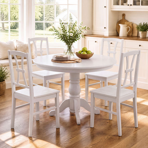 Dining Chair Set of 4, 400 lbs Capacity, Rubber Wood, White