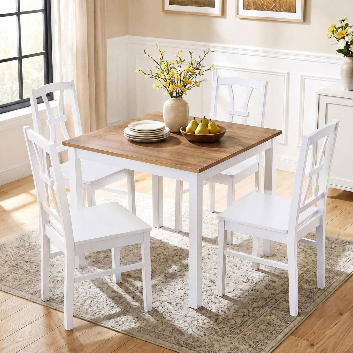 Dining Chair Set of 4, 400 lbs, Rubber Wood Frame, White Dining Chairs at Gallery Canada
