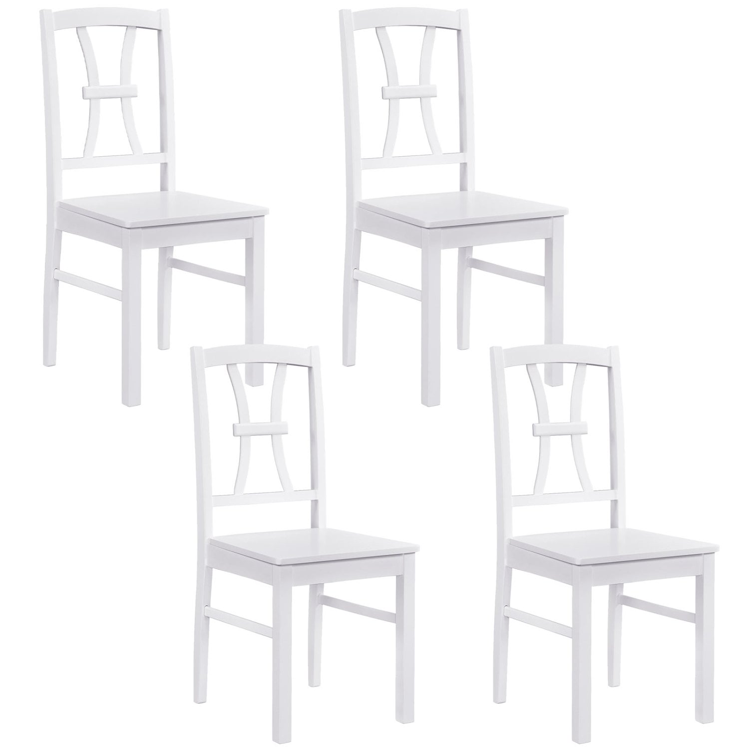 Dining Chair Set of 4, 400 lbs, Rubber Wood Frame, White Dining Chairs White at Gallery Canada