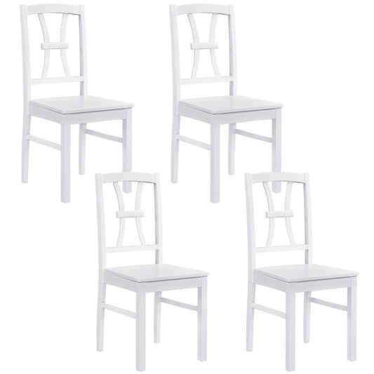 Dining Chair Set of 4, 400 lbs, Rubber Wood Frame, White Dining Chairs White at Gallery Canada