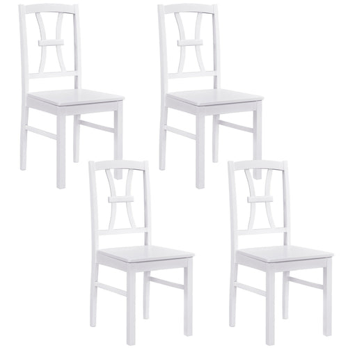 Dining Chair Set of 4, 400 lbs Capacity, Rubber Wood, White