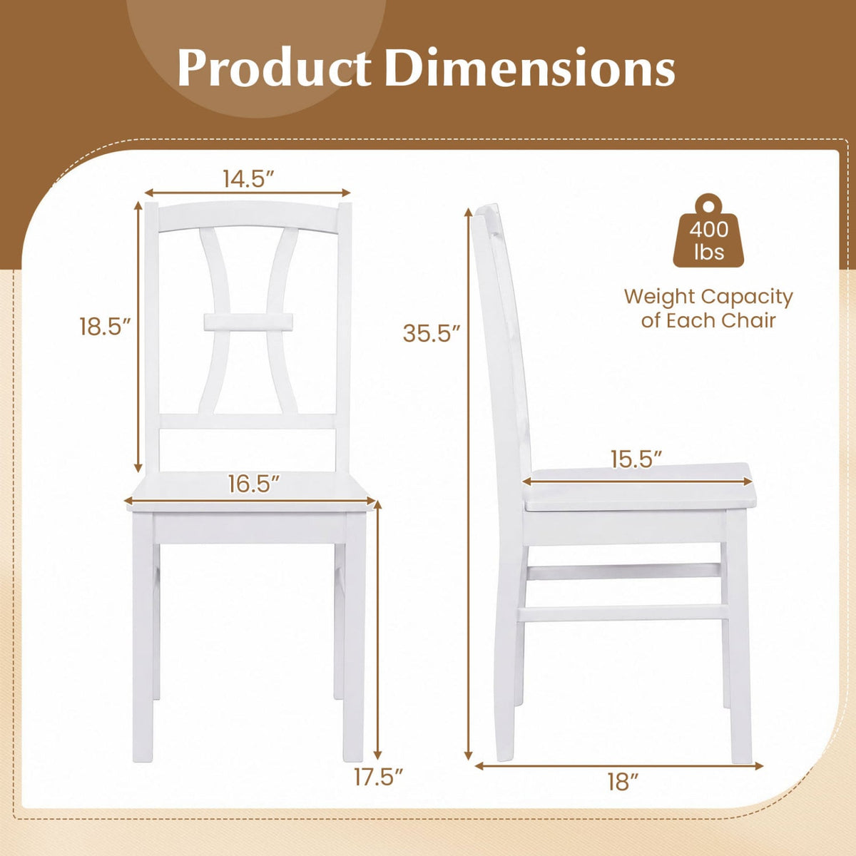 Dining Chair Set of 4, 400 lbs, Rubber Wood Frame, White Dining Chairs at Gallery Canada