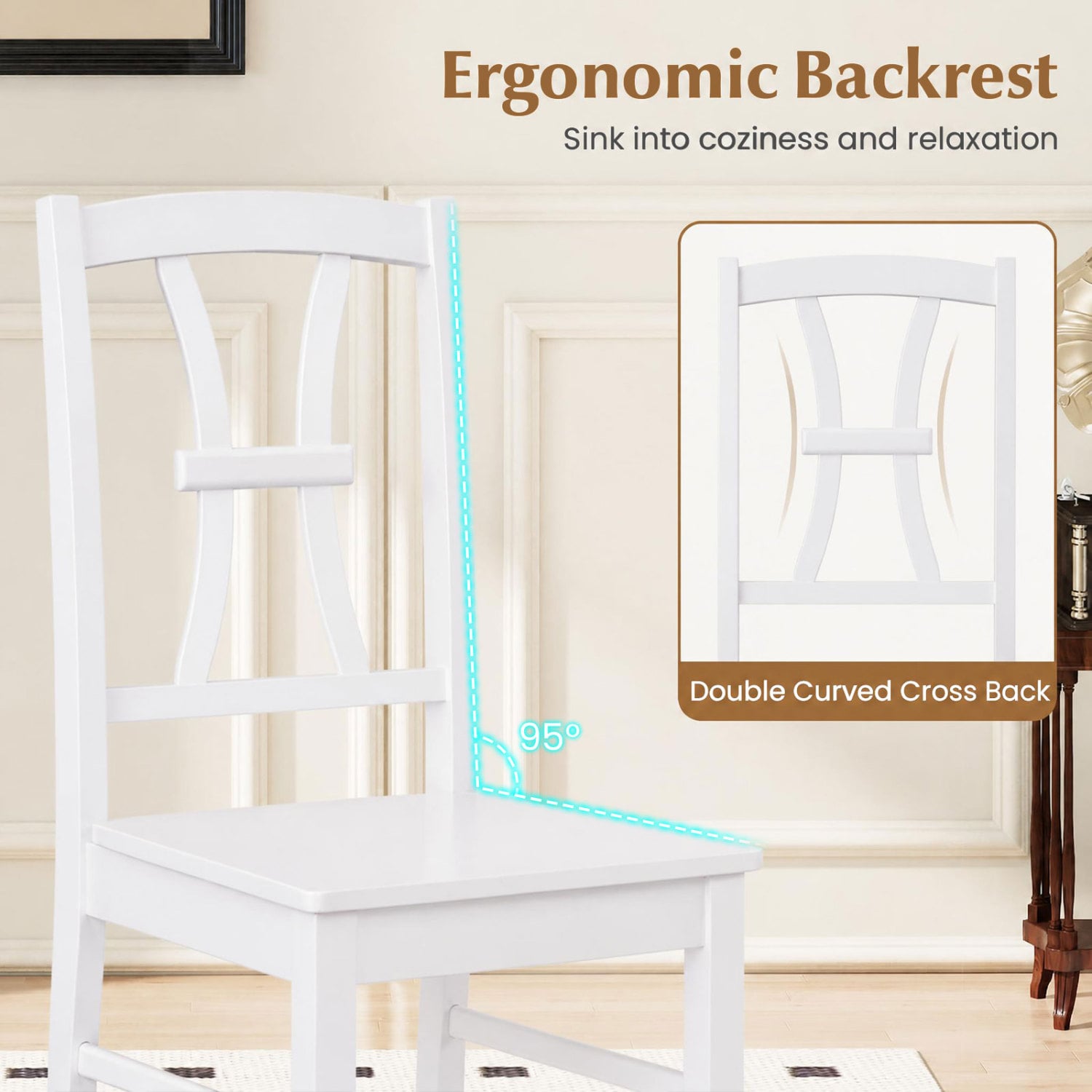 Dining Chair Set of 4, 400 lbs, Rubber Wood Frame, White Dining Chairs at Gallery Canada