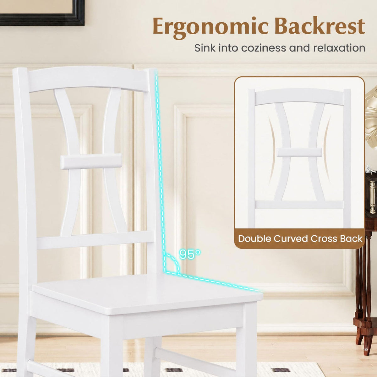 Dining Chair Set of 4, 400 lbs, Rubber Wood Frame, White Dining Chairs at Gallery Canada