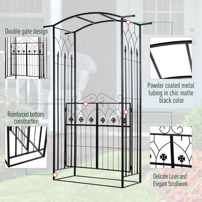 Metal Trellis Garden Arch Arbor, Lucky Leaf Clover Gate, Black Garden Arches at Gallery Canada