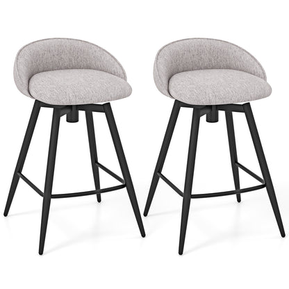 Upholstered Bar Stools Set of 2 with Footrest and Backrest, Gray Bar Stools at Gallery Canada
