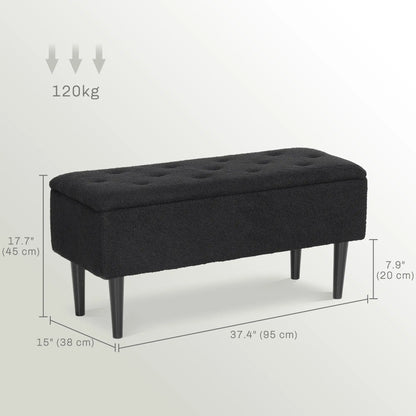 Modern Storage Bench, Ottoman with Storage, Lamb's Wool Upholstery, Black Storage Ottomans & Benches at Gallery Canada