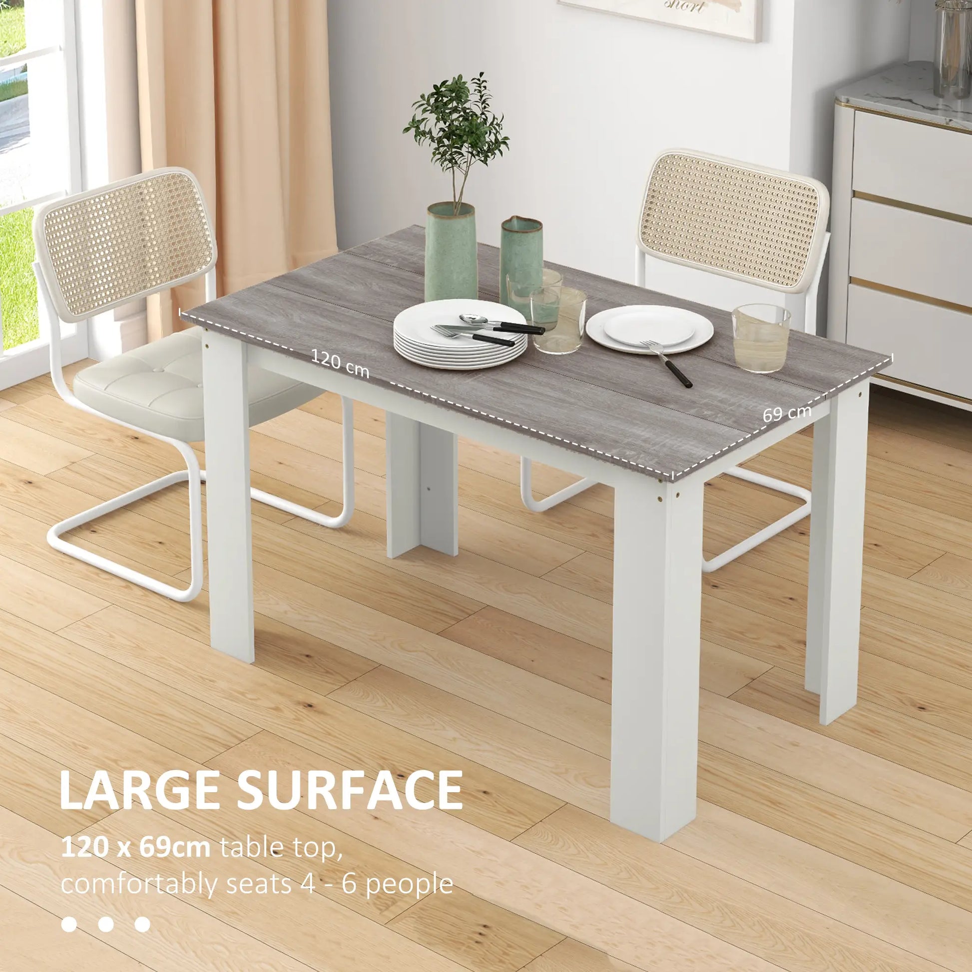 Kitchen Table for 4-6, Wood Effect Dining Table, Grey Dining Tables at Gallery Canada