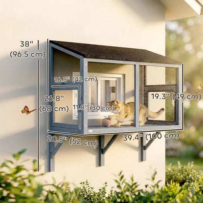 Outdoor Cat Enclosure, Expandable Wooden Cat House, 39.4"L Outdoor Cat Enclosures at Gallery Canada
