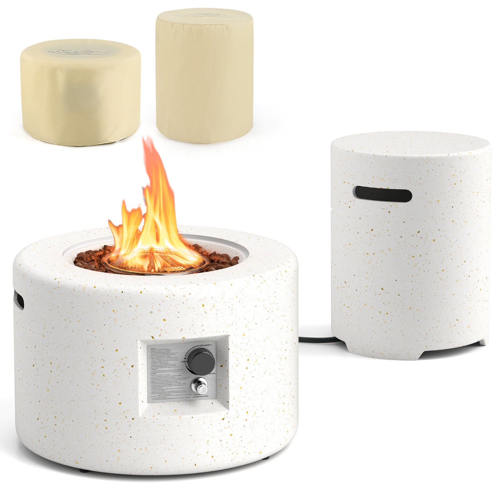 40,000 BTU Fire Pit Table Set, Hideaway Tank Holder, White Fire Pit Tables at Gallery Canada