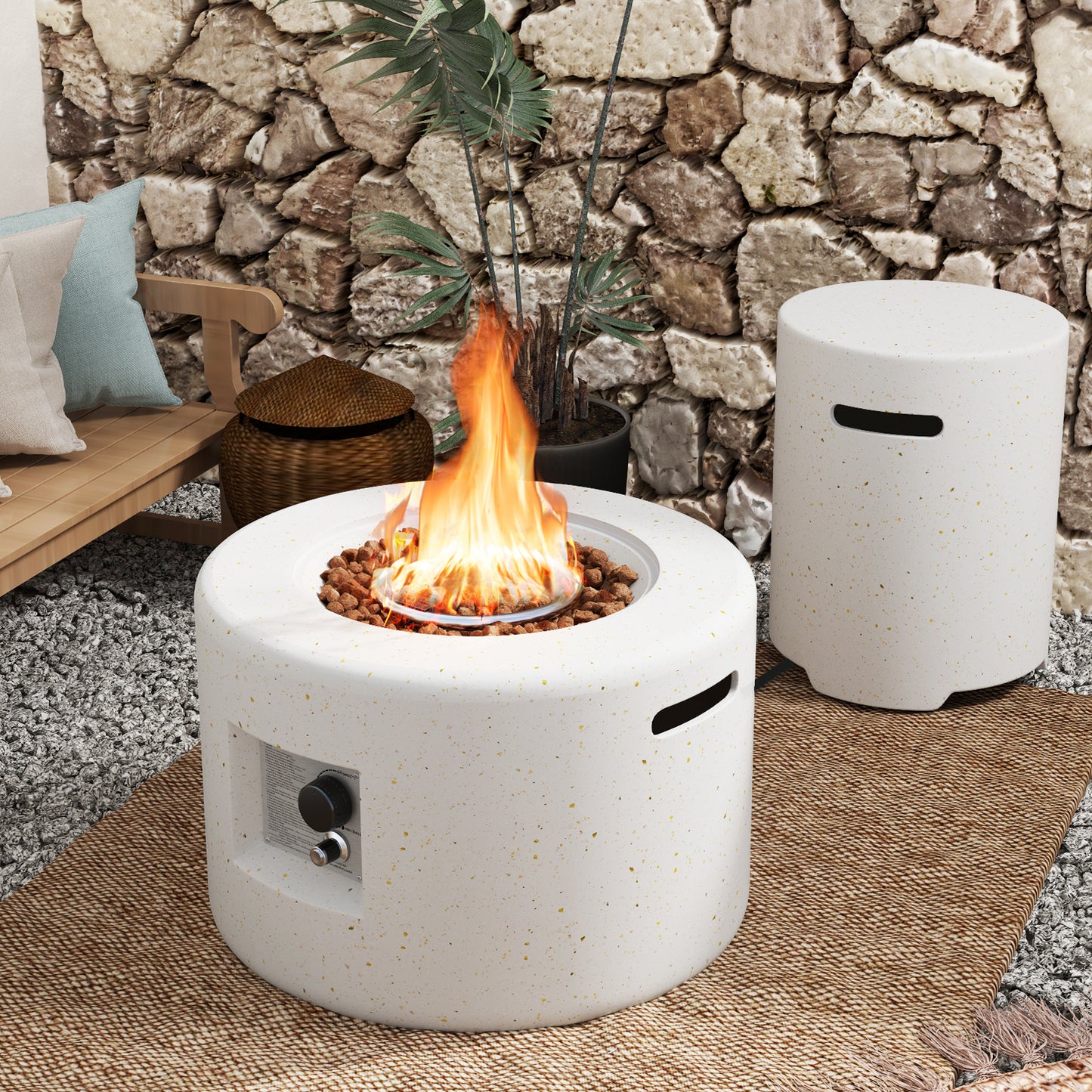 40,000 BTU Fire Pit Table Set, Hideaway Tank Holder, White Fire Pit Tables at Gallery Canada