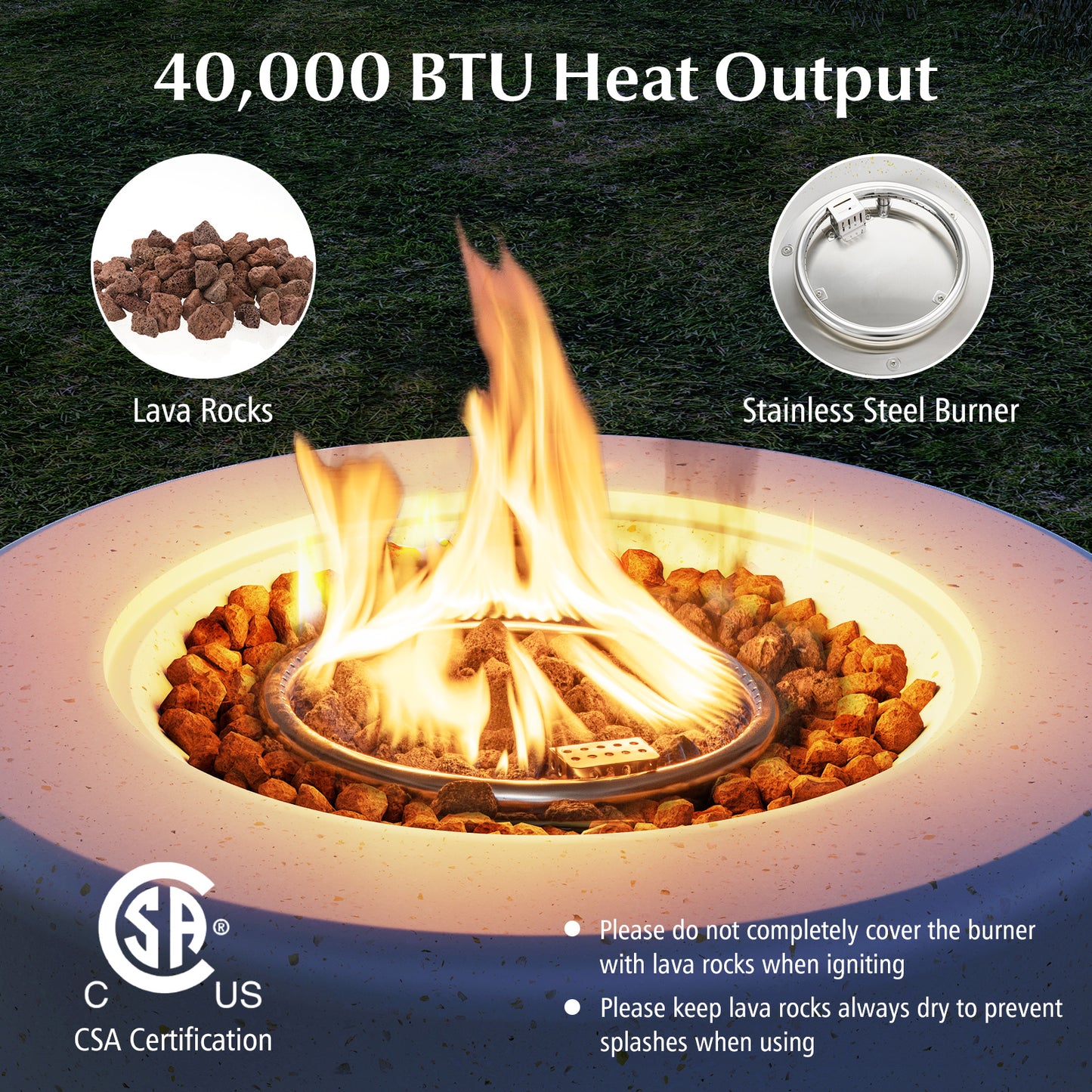 40,000 BTU Fire Pit Table Set, Hideaway Tank Holder, White Fire Pit Tables at Gallery Canada