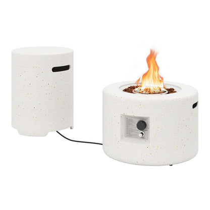 40,000 BTU Fire Pit Table Set, Hideaway Tank Holder, White Fire Pit Tables at Gallery Canada