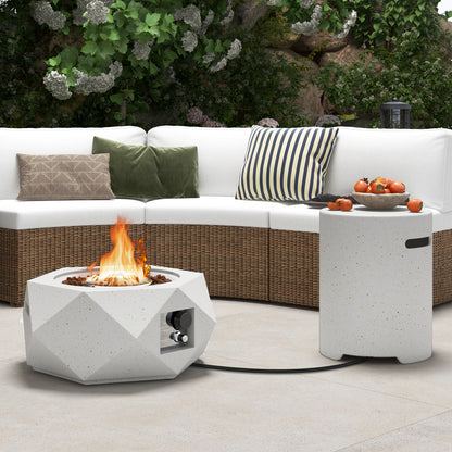 40,000 BTU Fire Pit Table Set, Stainless Steel Burner, White Fire Pit Tables at Gallery Canada