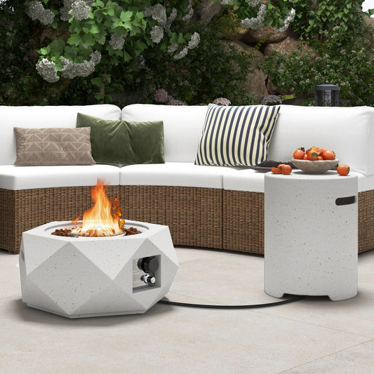 40,000 BTU Fire Pit Table Set, Stainless Steel Burner, White Fire Pit Tables White at Gallery Canada