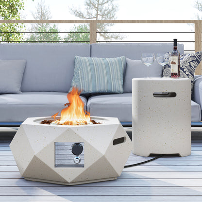 40,000 BTU Fire Pit Table Set, Stainless Steel Burner, White Fire Pit Tables at Gallery Canada