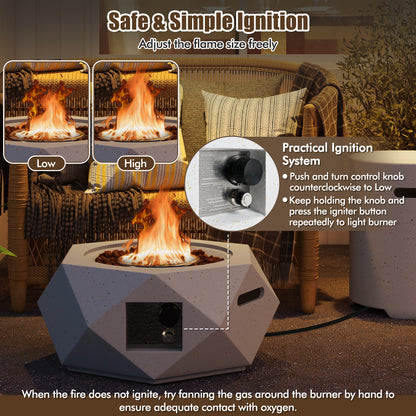 40,000 BTU Fire Pit Table Set, Stainless Steel Burner, White Fire Pit Tables at Gallery Canada