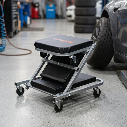40" 2-in-1 Mechanic Creeper & Seat, Black, Gray