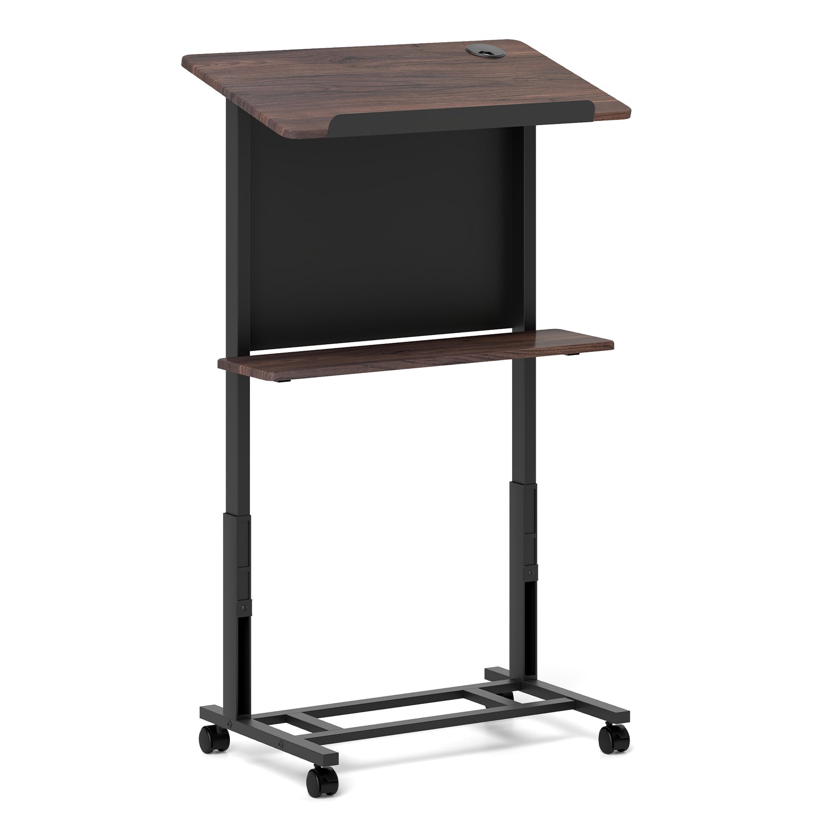 40.5-49 Inch Height Adjustable Rolling Podium Stand Lectern Table, Black Laptop Tables & Printer Stands Black at Gallery Canada