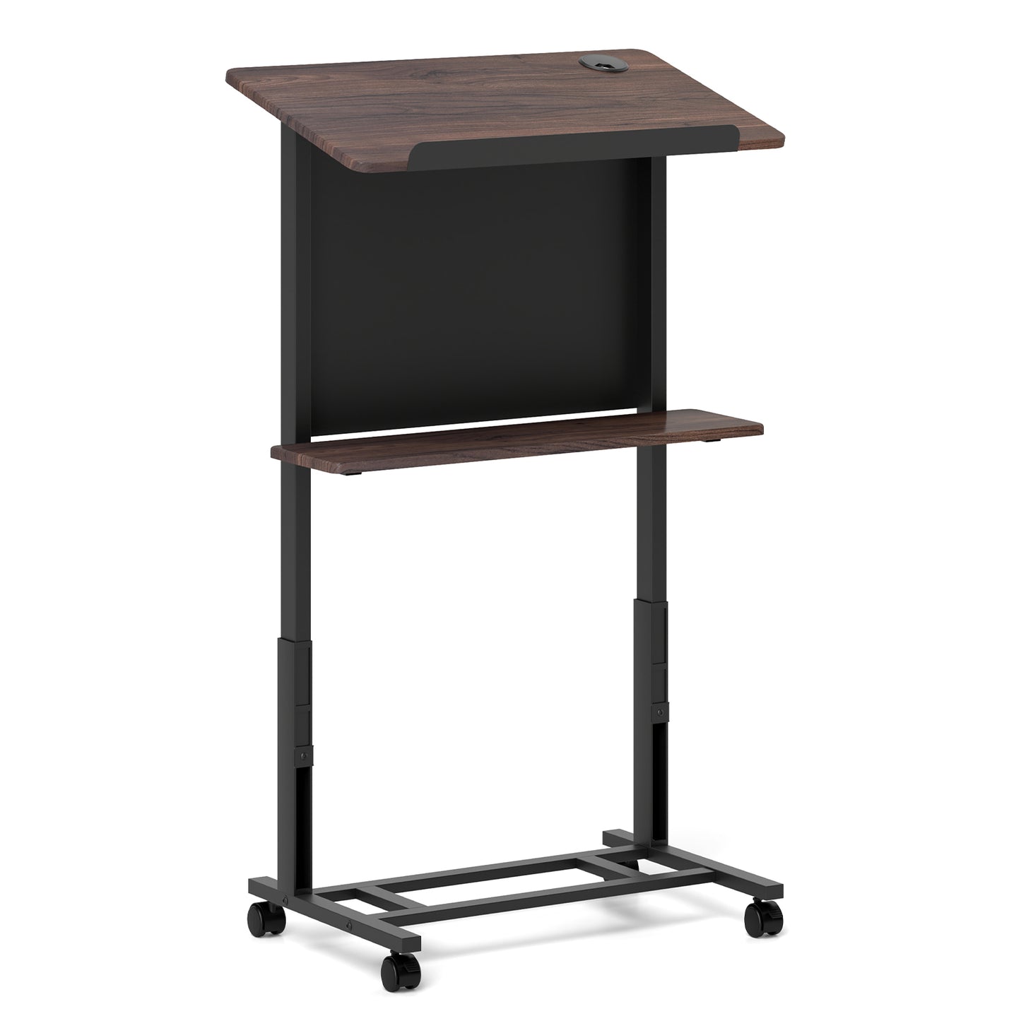 40.5-49 Inch Height Adjustable Rolling Podium Stand Lectern Table, Black Laptop Tables & Printer Stands Black at Gallery Canada