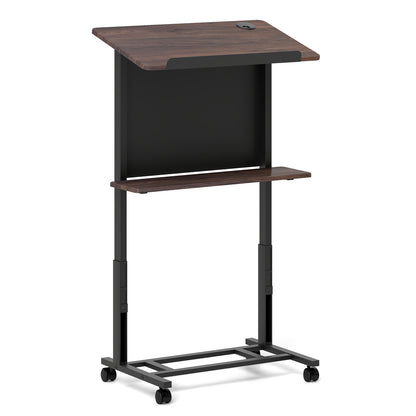 40.5-49 Inch Height Adjustable Rolling Podium Stand Lectern Table, Black Laptop Tables & Printer Stands Black at Gallery Canada