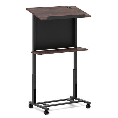 40.5-49 Inch Height Adjustable Rolling Podium Stand Lectern Table, Black