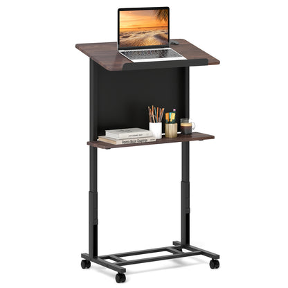 40.5-49 Inch Height Adjustable Rolling Podium Stand Lectern Table, Black Laptop Tables & Printer Stands at Gallery Canada