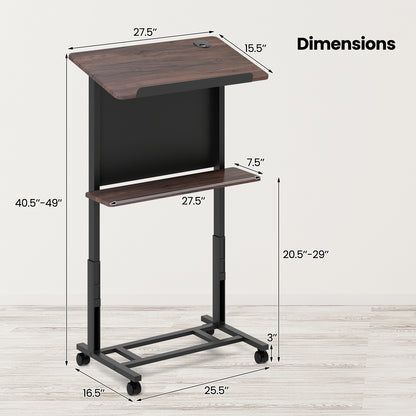 40.5-49 Inch Height Adjustable Rolling Podium Stand Lectern Table, Black Laptop Tables & Printer Stands at Gallery Canada