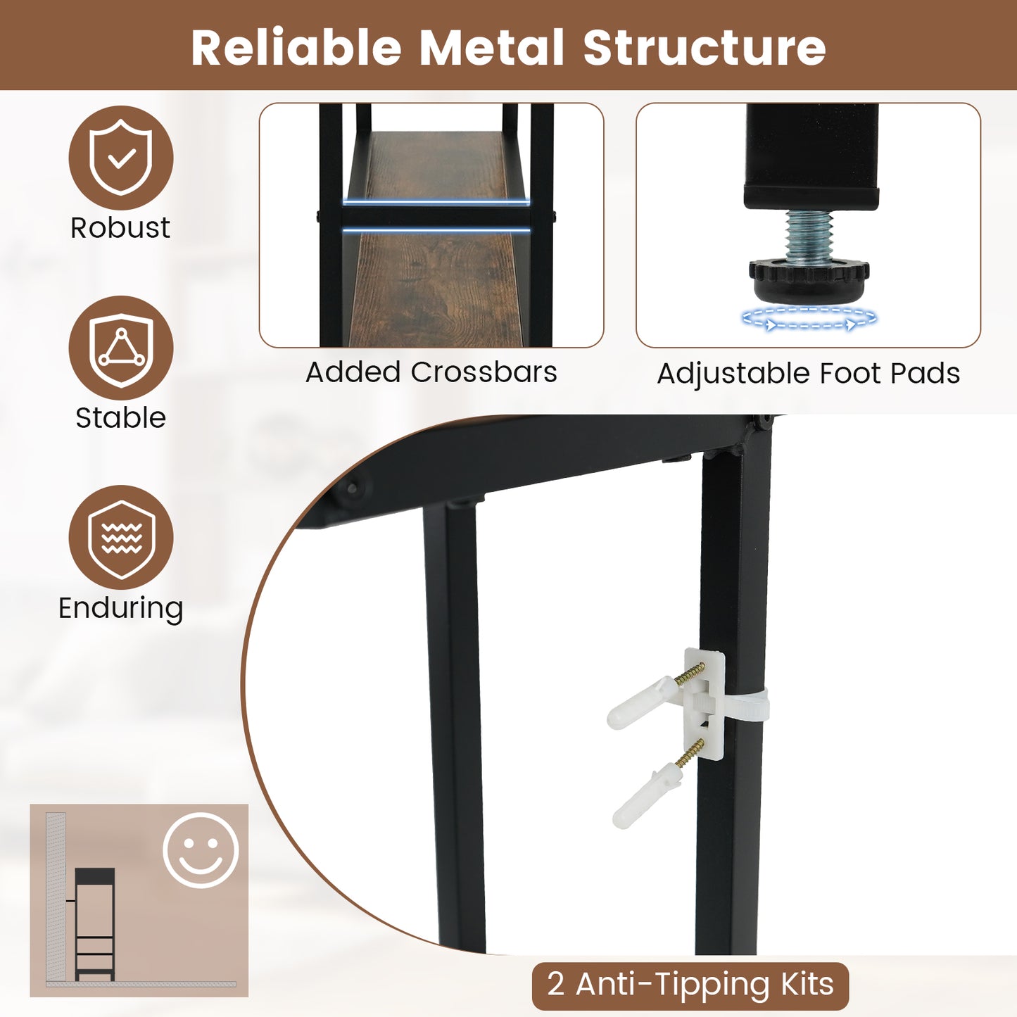 40" Console Table with Charging Station and LED Lights, Rustic Brown Console Tables at Gallery Canada